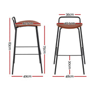 2x Artiss Bar Stools Kitchen Counter Stools Metal Brown