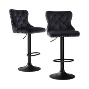 Artiss 2x Velvet Bar Stool Adjustable Height Nailhead Trim Kitchen Counter Stool