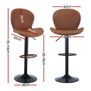 Artiss 4x Bar Stools Kitchen Swivel Gas Lift Counter Chair Shell Leather Brown