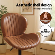 Artiss 4x Bar Stools Kitchen Swivel Gas Lift Counter Chair Shell Leather Brown