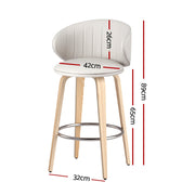 2x Artiss Bar Stools Dining Chairs Contoured Leather Wood Stool