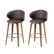 2x Artiss Bar Stools Dining Chairs Contoured Leather Wood Stool