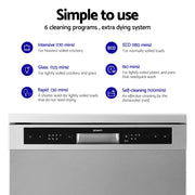 60cm 14 Place Settings Freestanding Dishwasher Silver