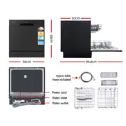 8 Place Settings Benchtop Dishwasher Black