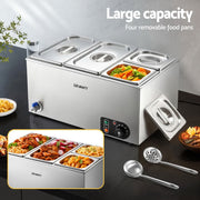 Devanti Commercial Food Warmer Bain Marie 4 Electric Buffet Pans