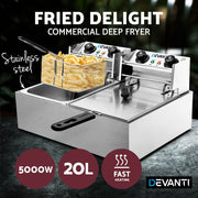 20L Electric Commercial Deep Fryer Double Baskets 4400W