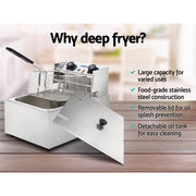 10L Electric Commercial Deep Fryer Single Basket 2200W