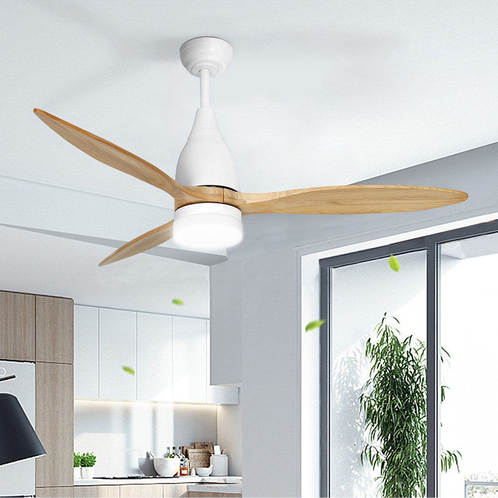 52'' Ceiling Fan AC Motor w/Light w/Remote - Light Wood