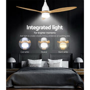 52'' Ceiling Fan AC Motor w/Light w/Remote - Light Wood