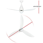 52'' Ceiling Fan DC Motor LED Light Remote Control - White