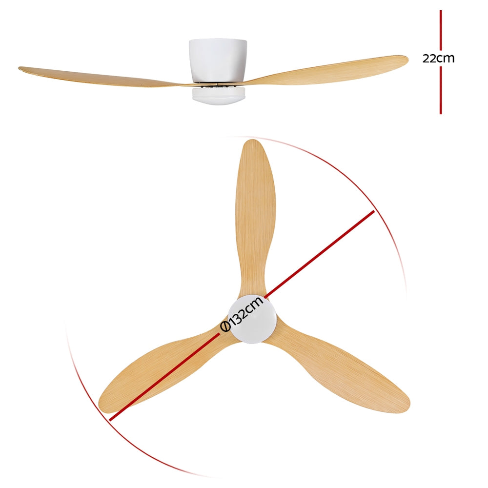 52'' Ceiling Fan DC Motor w/Light w/Remote - Light Wood