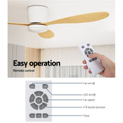 52'' Ceiling Fan DC Motor w/Light w/Remote - Light Wood