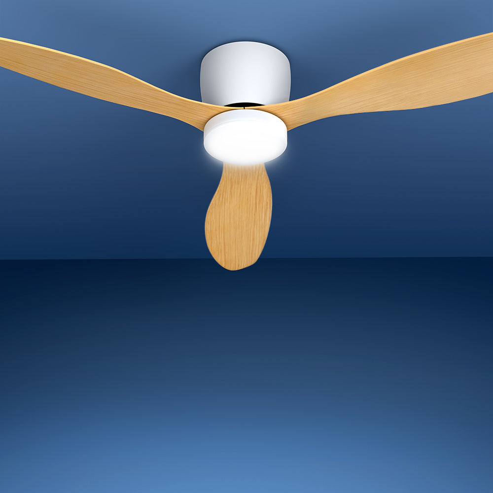 52'' Ceiling Fan DC Motor w/Light w/Remote - Light Wood