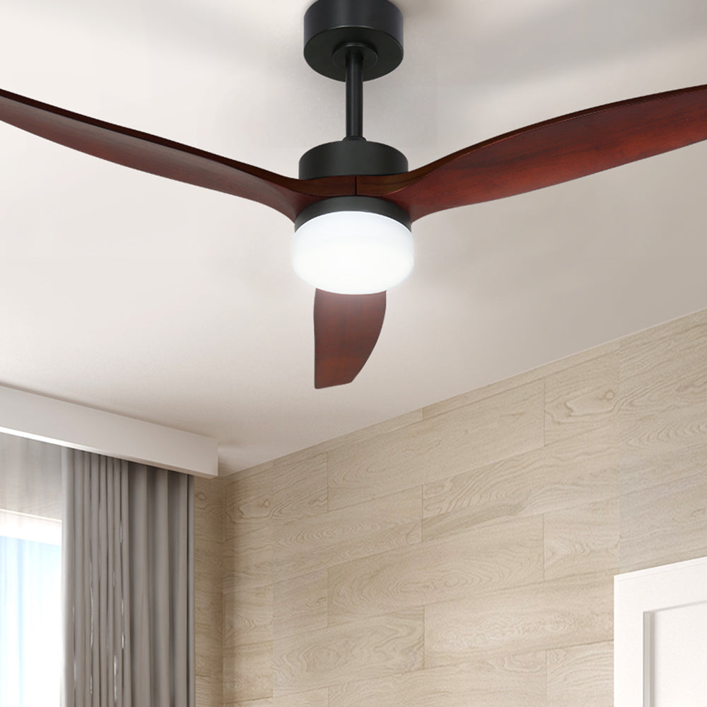 52'' Ceiling Fan AC Motor 3 Blades w/Light - Dark Wood