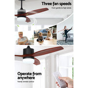 52'' Ceiling Fan AC Motor 3 Blades w/Light - Dark Wood