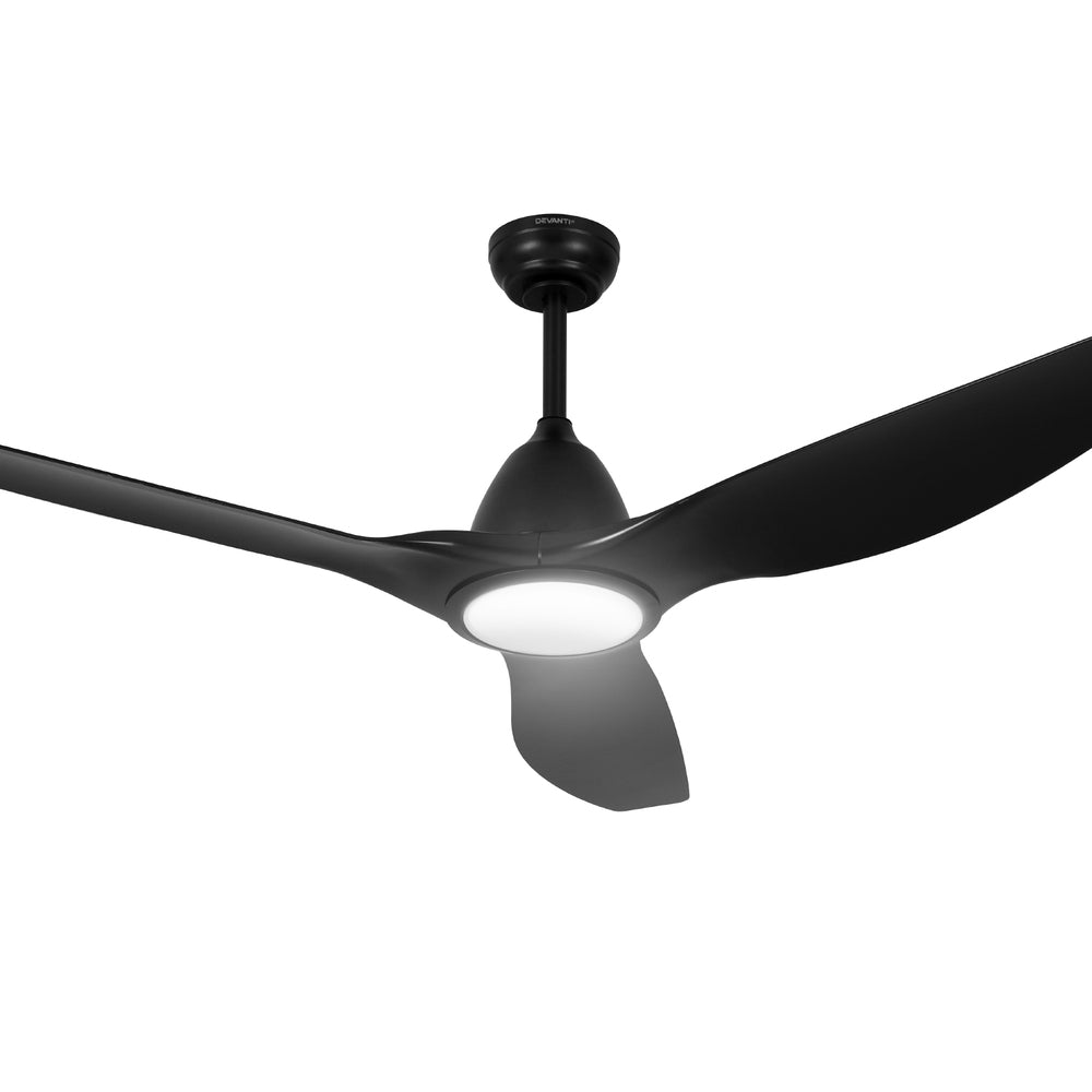 64 Inch Ceiling Fan DC Motor w/Light w/Remote - Black