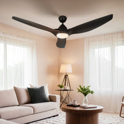 64 Inch Ceiling Fan DC Motor w/Light w/Remote - Black