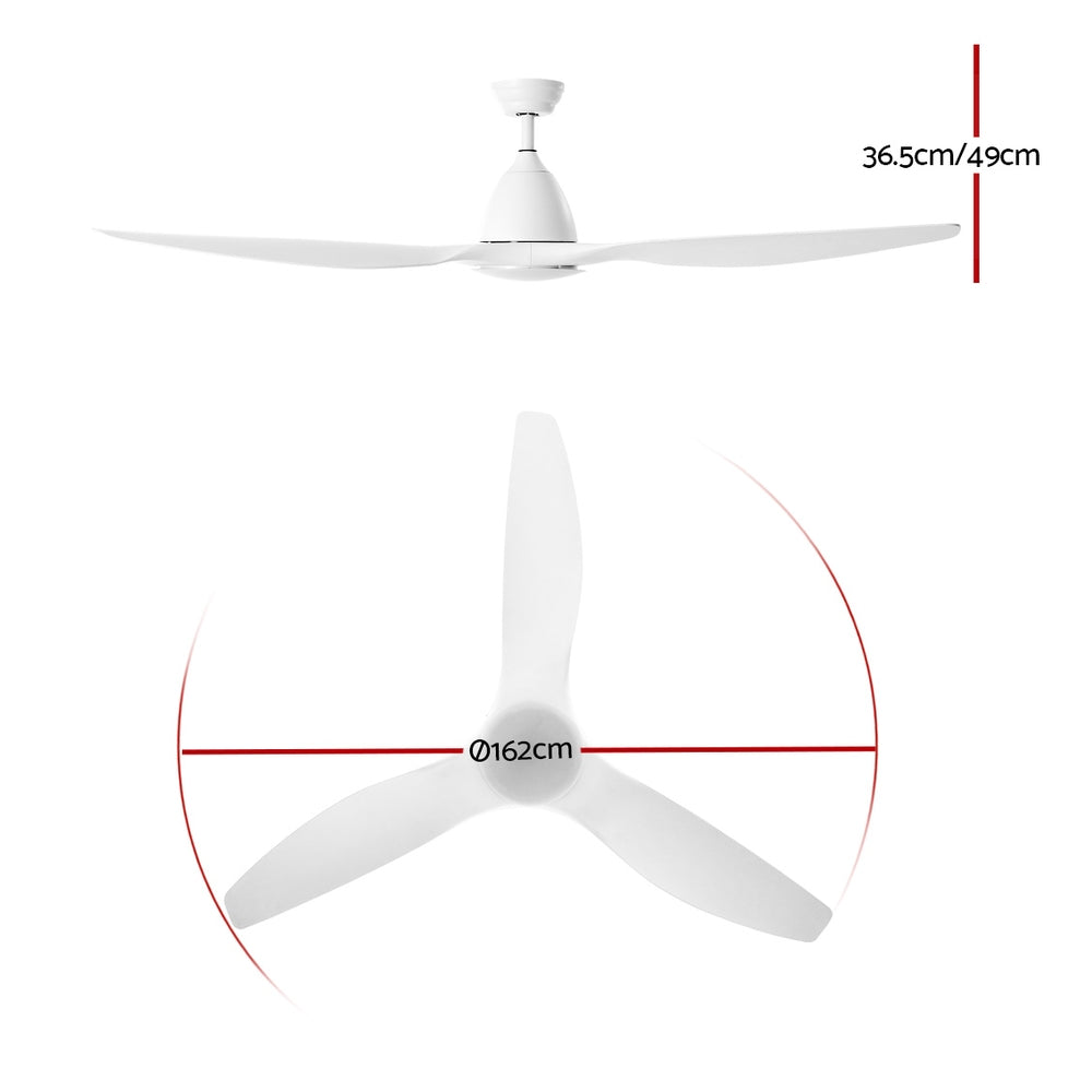 64'' Ceiling Fan DC Motor w/Light w/Remote - White