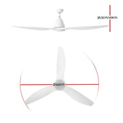 64'' Ceiling Fan DC Motor w/Light w/Remote - White