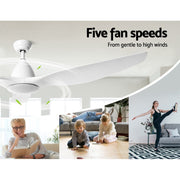 64'' Ceiling Fan DC Motor w/Light w/Remote - White