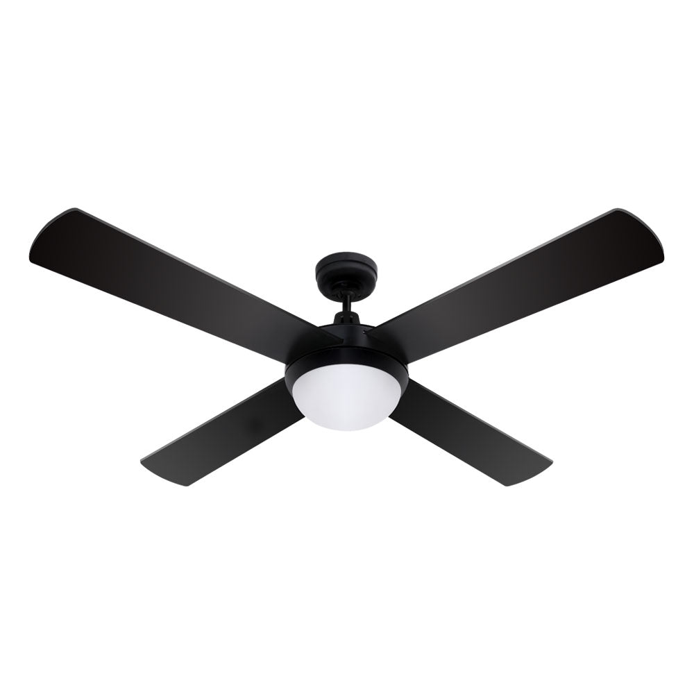 52'' Ceiling Fan AC Motor w/Light w/Remote - Black