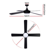 52'' Ceiling Fan AC Motor w/Light w/Remote - Black