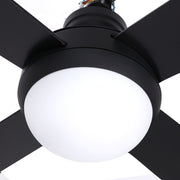 52'' Ceiling Fan AC Motor w/Light w/Remote - Black