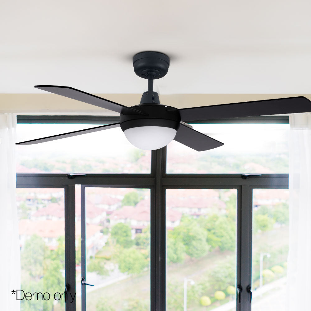 52'' Ceiling Fan AC Motor w/Light w/Remote - Black