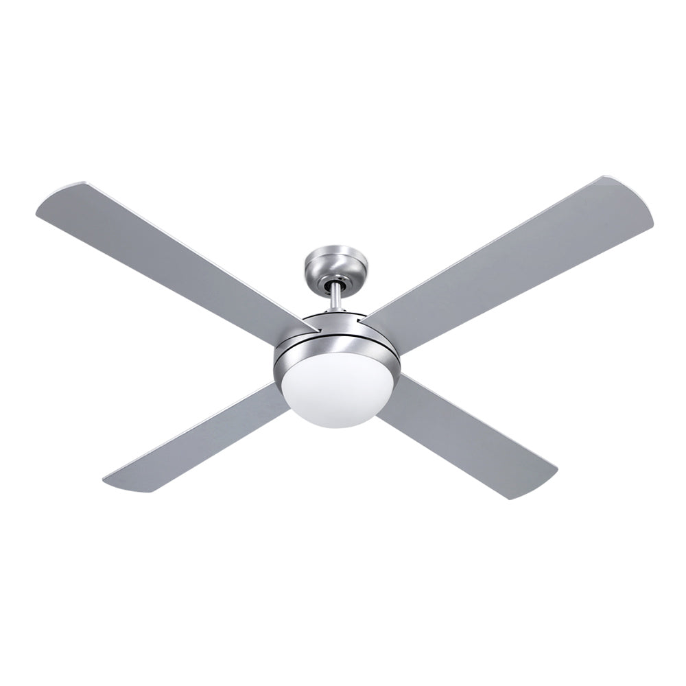 52'' Ceiling Fan AC Motor w/Light w/Remote - Silver