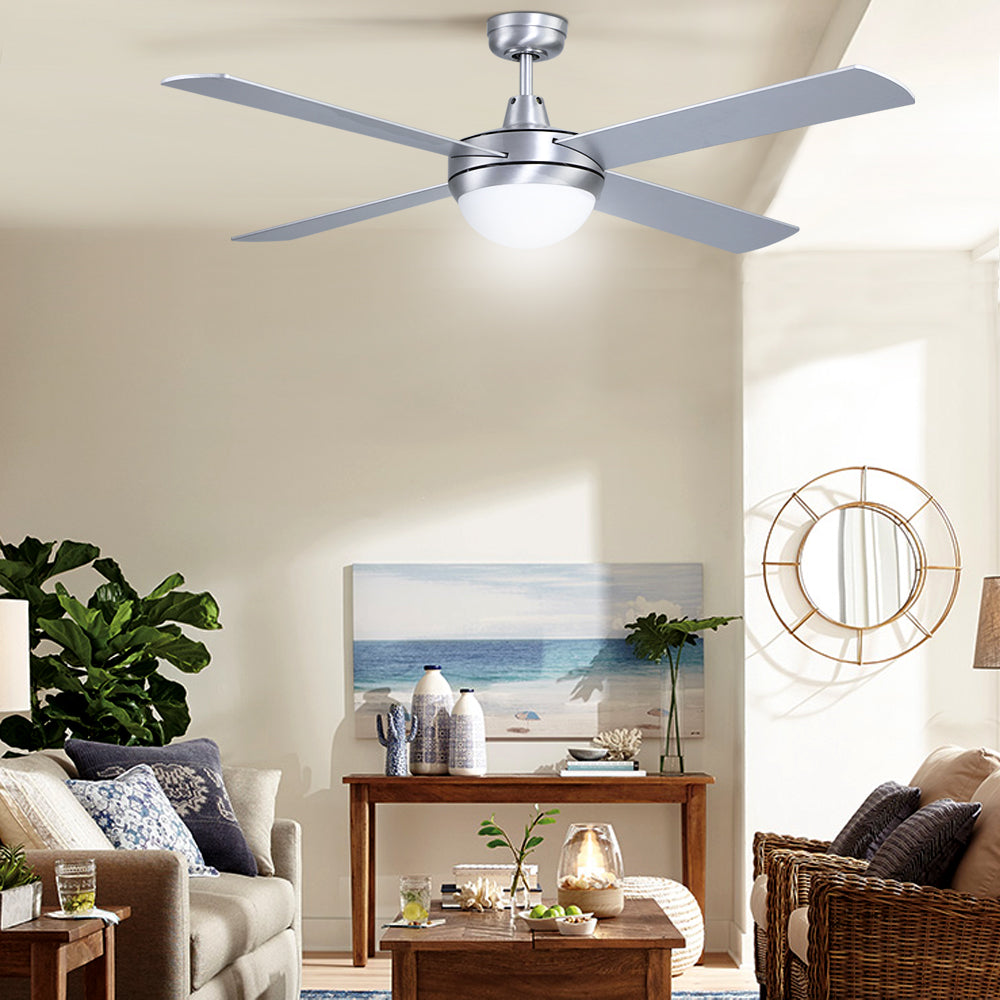 52'' Ceiling Fan AC Motor w/Light w/Remote - Silver