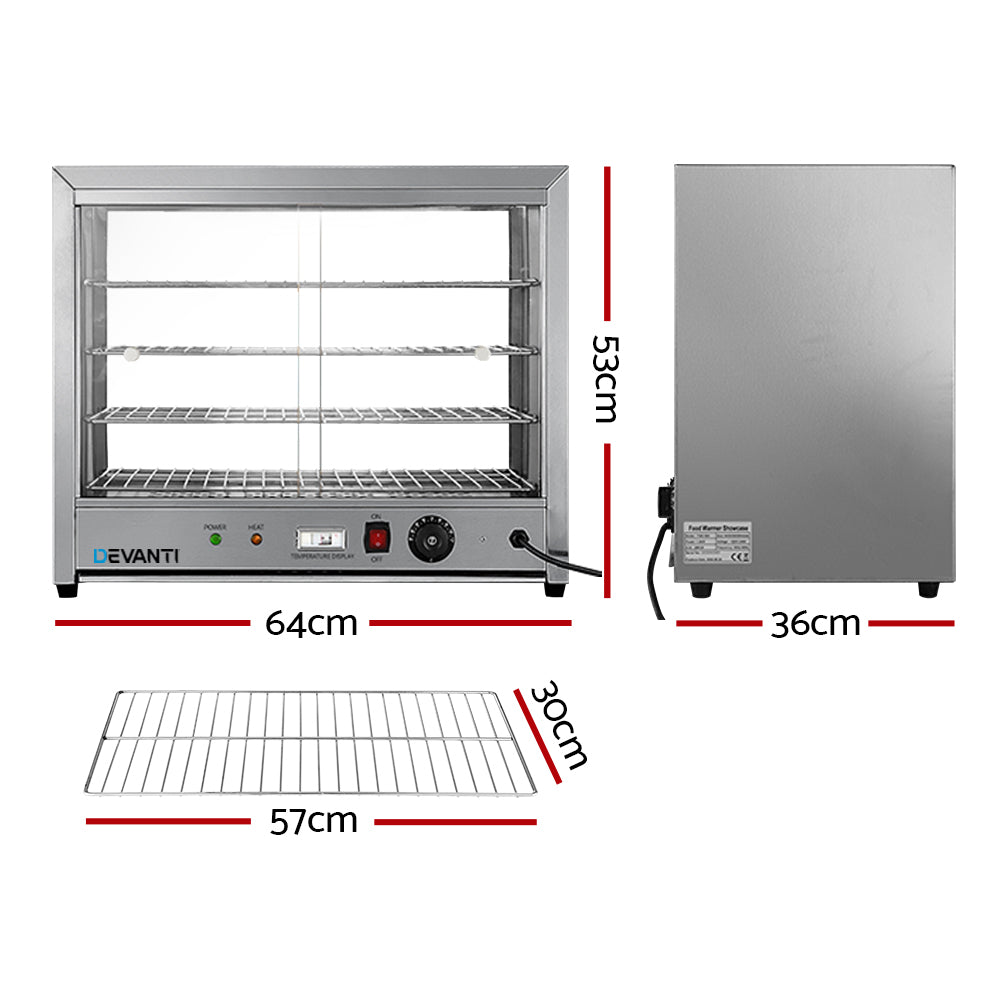 Commercial Food Warmer Hot Display Showcase Cabinet 64cm