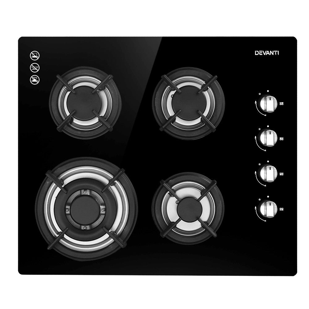 Gas Cooktop 60cm Stove Hob Black