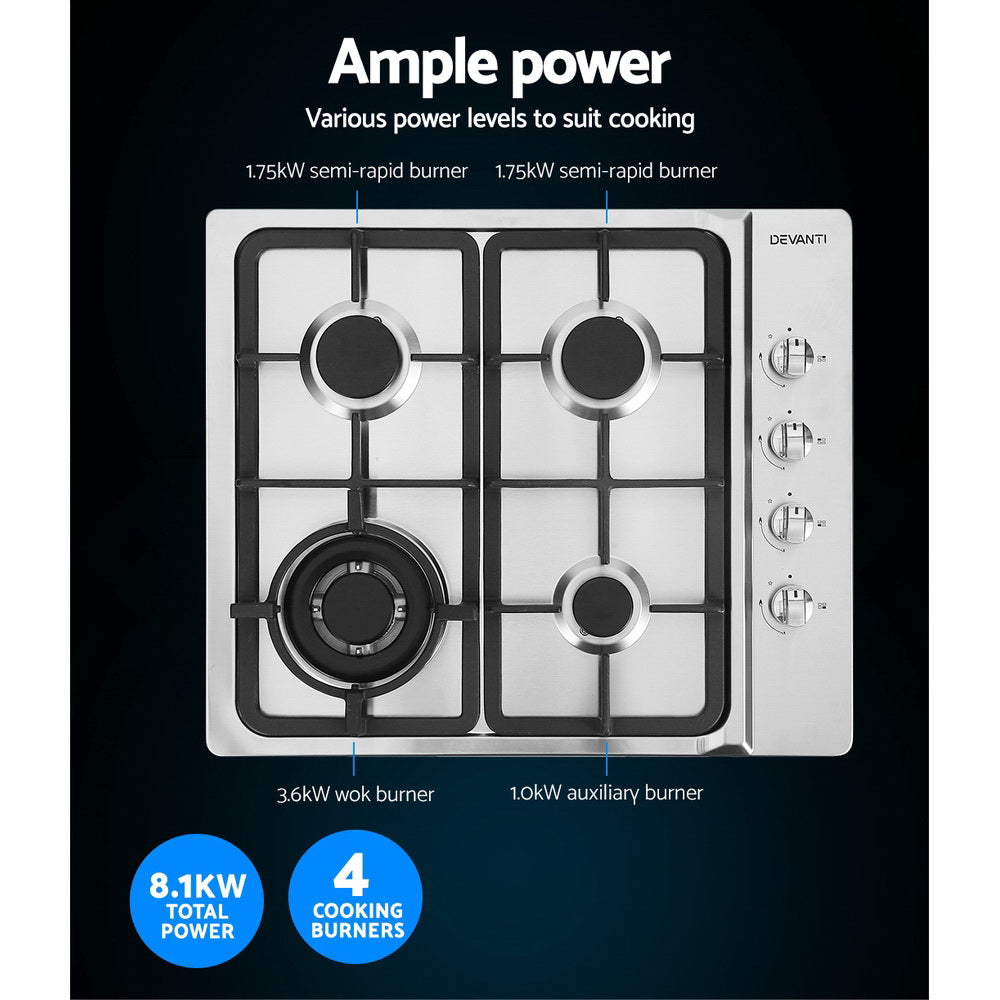 Gas Cooktop 60cm Stove Hob Silvir