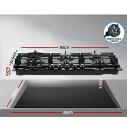 Gas Cooktop 90cm 5 Burner Black