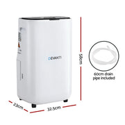Devanti Dehumidifier 20L Air Purifier White