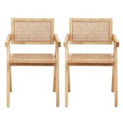 Artiss 2x Dining Chairs Wooden Rattan Seat Rubber Wood Frame