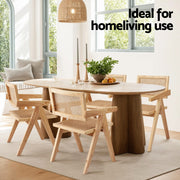 Artiss 2x Dining Chairs Wooden Rattan Seat Rubber Wood Frame