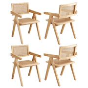 Artiss 4x Dining Chairs Wooden Rattan Seat Rubber Wood Frame
