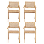 Artiss 4x Dining Chairs Wooden Rattan Seat Rubber Wood Frame