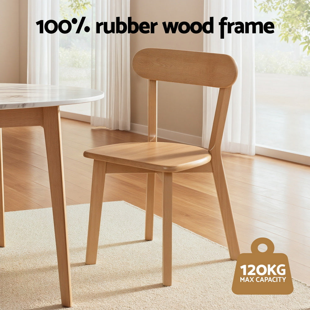 Artiss 2x Dining Chairs Wooden Kitchen Accent Chair Cafe Lounge Rubber Wood