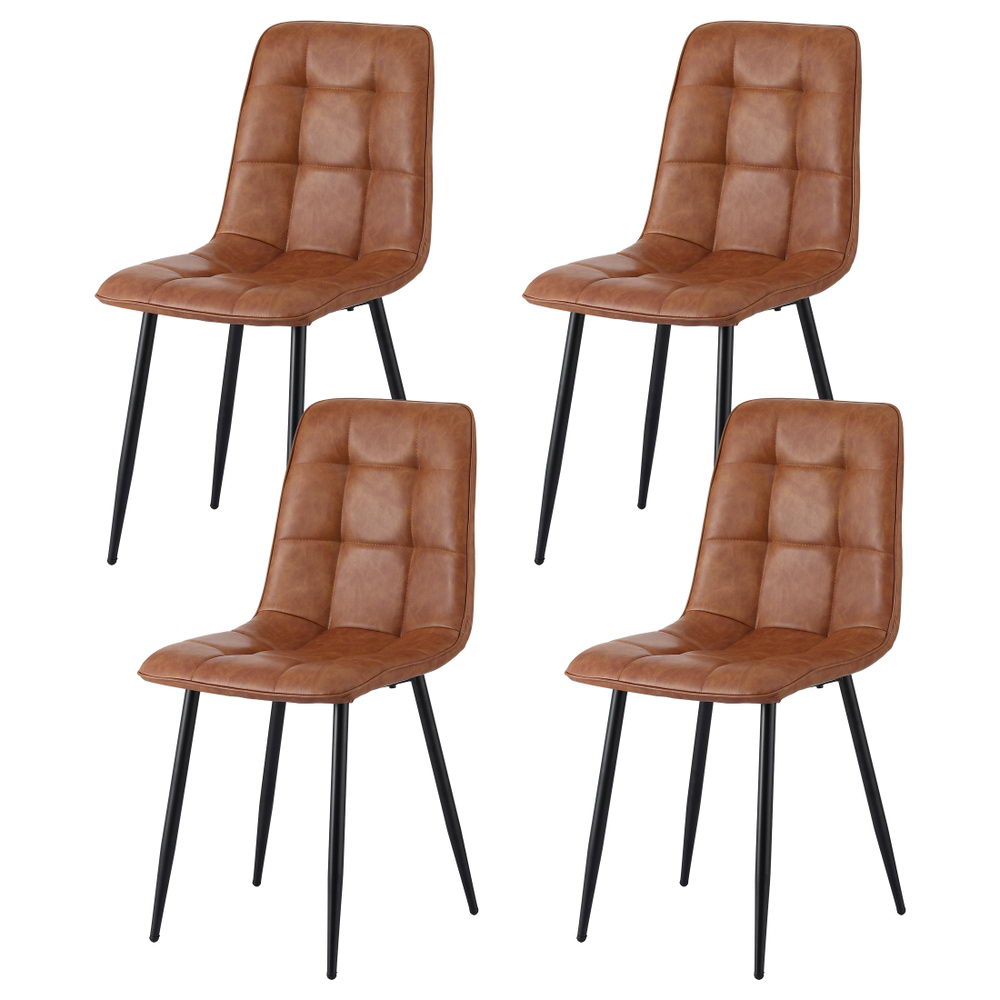 Artiss 4x Dining Chairs Retro PU Leather Kitchen Lounge Cafe Accent Chair Brown