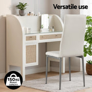 Artiss Dining Chairs Set of 4 Leather Channel Tufted White