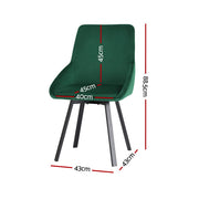 Artiss Dining Chairs Set of 4 Velvet Swivel Base Green