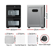 Devanti 12 Trays Food Dehydrator Dual-Zone Stainless Steel Fruit Jerky Dryer