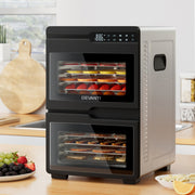 Devanti 12 Trays Food Dehydrator Dual-Zone Stainless Steel Fruit Jerky Dryer