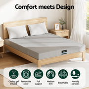 Giselle Bedding Cool Gel Memory Foam Mattress Charcoal 7-Zone Washable Bamboo Cover 15cm King