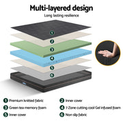 Giselle 18cm Memory Foam Mattress Green Tea Foam Cool Gel Foam Mattresses King
