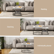 Artiss Nesting Coffee Table Set of 2 Marble Effect