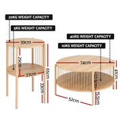 Artiss Coffee Table 2-Tier Round Wood