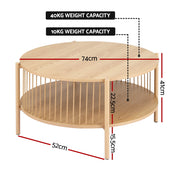 Artiss Coffee Table 2-Tier Round Wood